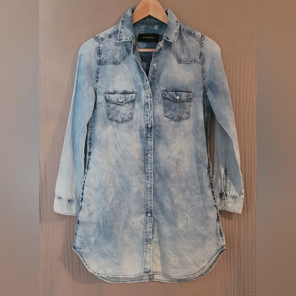 JW Signature of Los Angeles Light Blue Soft Denim Button-Up Shirt Dress Size S - Picture 1 of 8
